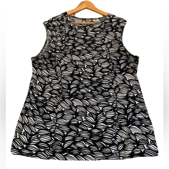 Worthington Black & White Palm Leaf Print Blouse XL - Picture 1 of 6